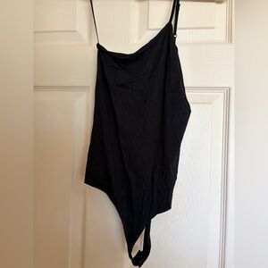 BB Dakota Black Bandeau One-Shoulder Bodysuit with Adjustable Strap